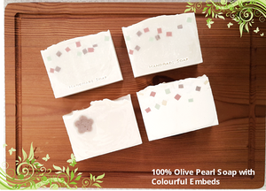 100% Olive Pearl Soap with Colourful Embeds